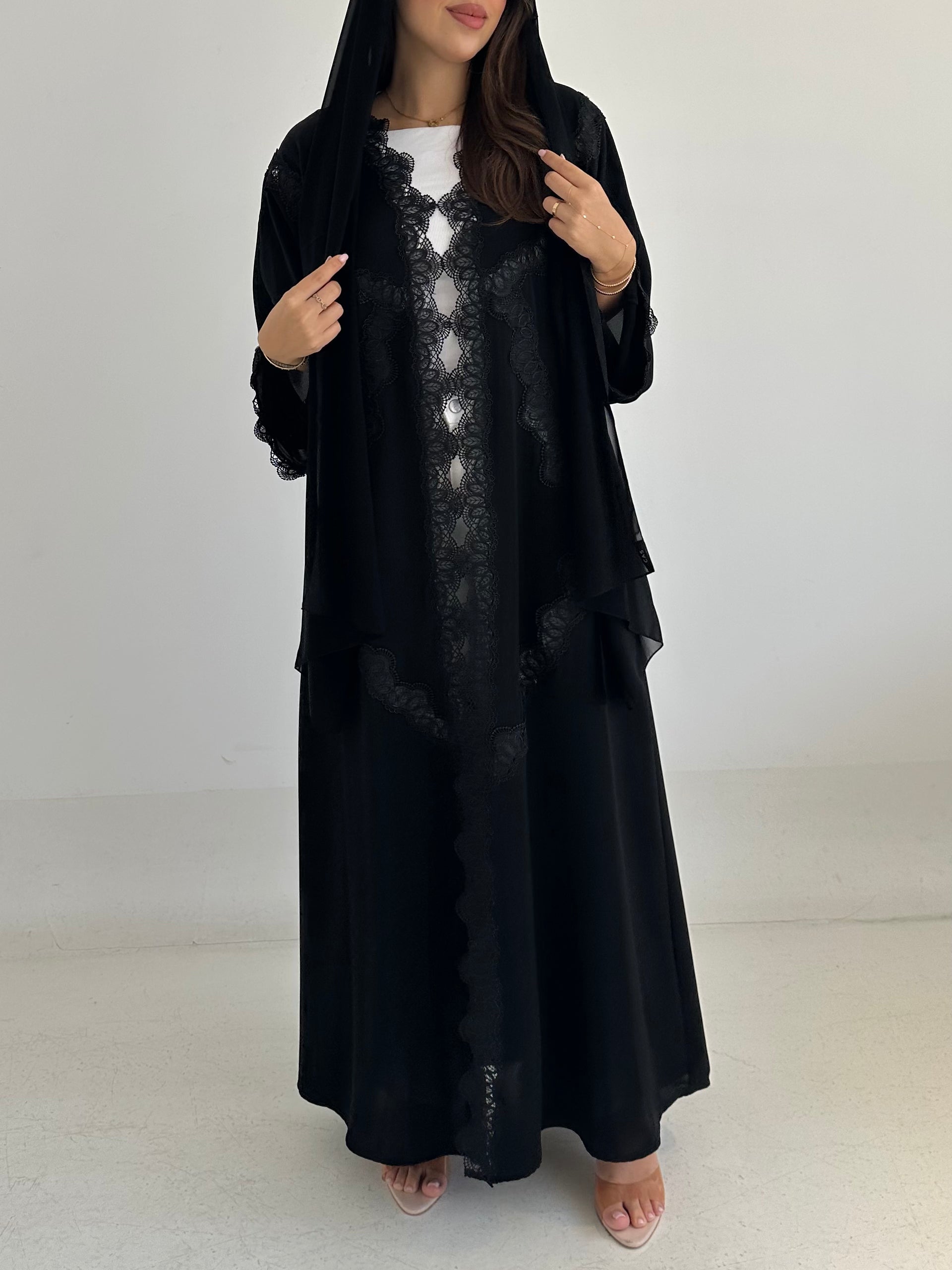 C 2743 Black Lace Abaya