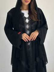C 2743 Black Lace Abaya