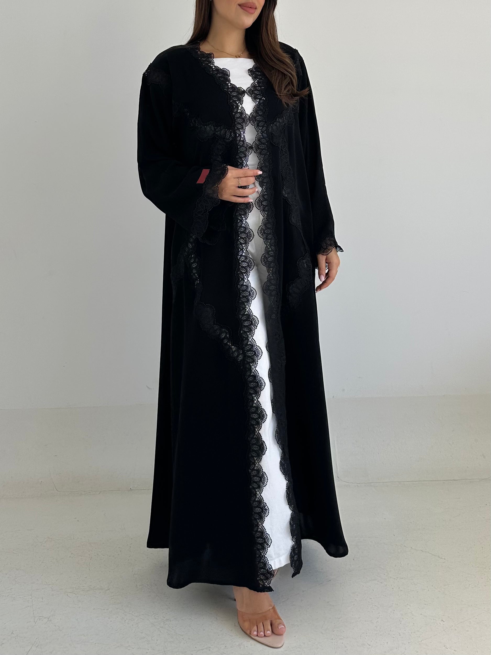 C 2743 Black Lace Abaya