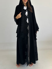 C 2745 Black Beaded Floral Abaya