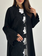 C 2745 Black Beaded Floral Abaya