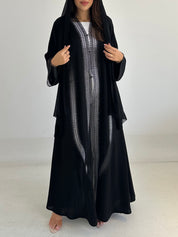 C 2746 Black Crystal Lace Abaya