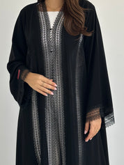 C 2746 Black Crystal Lace Abaya