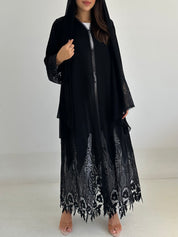 C 2748 Black Dantel Abaya