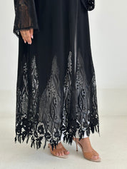 C 2748 Black Dantel Abaya