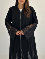 C 2748 Black Dantel Abaya