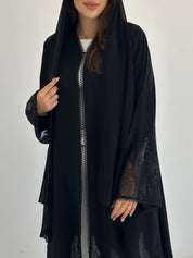 C 2748 Black Dantel Abaya