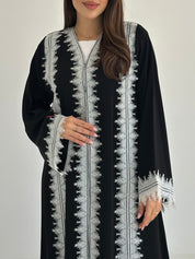 C 2751 Black White Crystal Lace Abaya