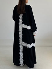 C 2753 Black White Lace Abaya