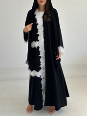 C 2753 Black White Lace Abaya