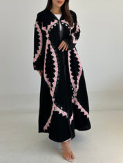 C 2754 Black Floral Lace Abaya
