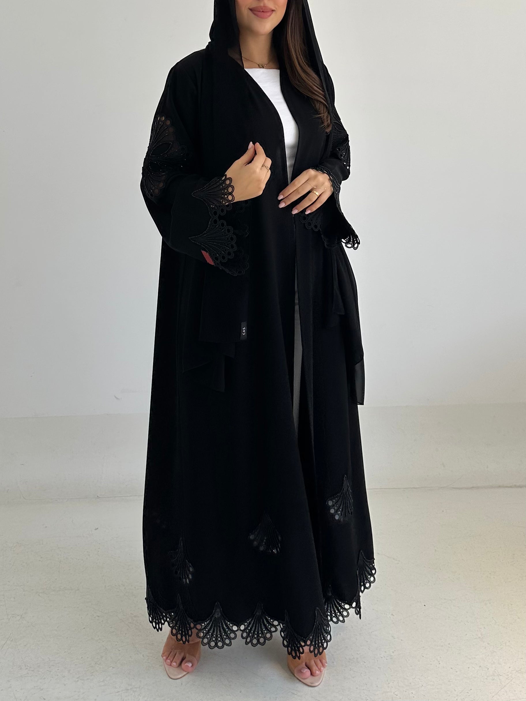 C 2756 Black Crystal Lace Abaya