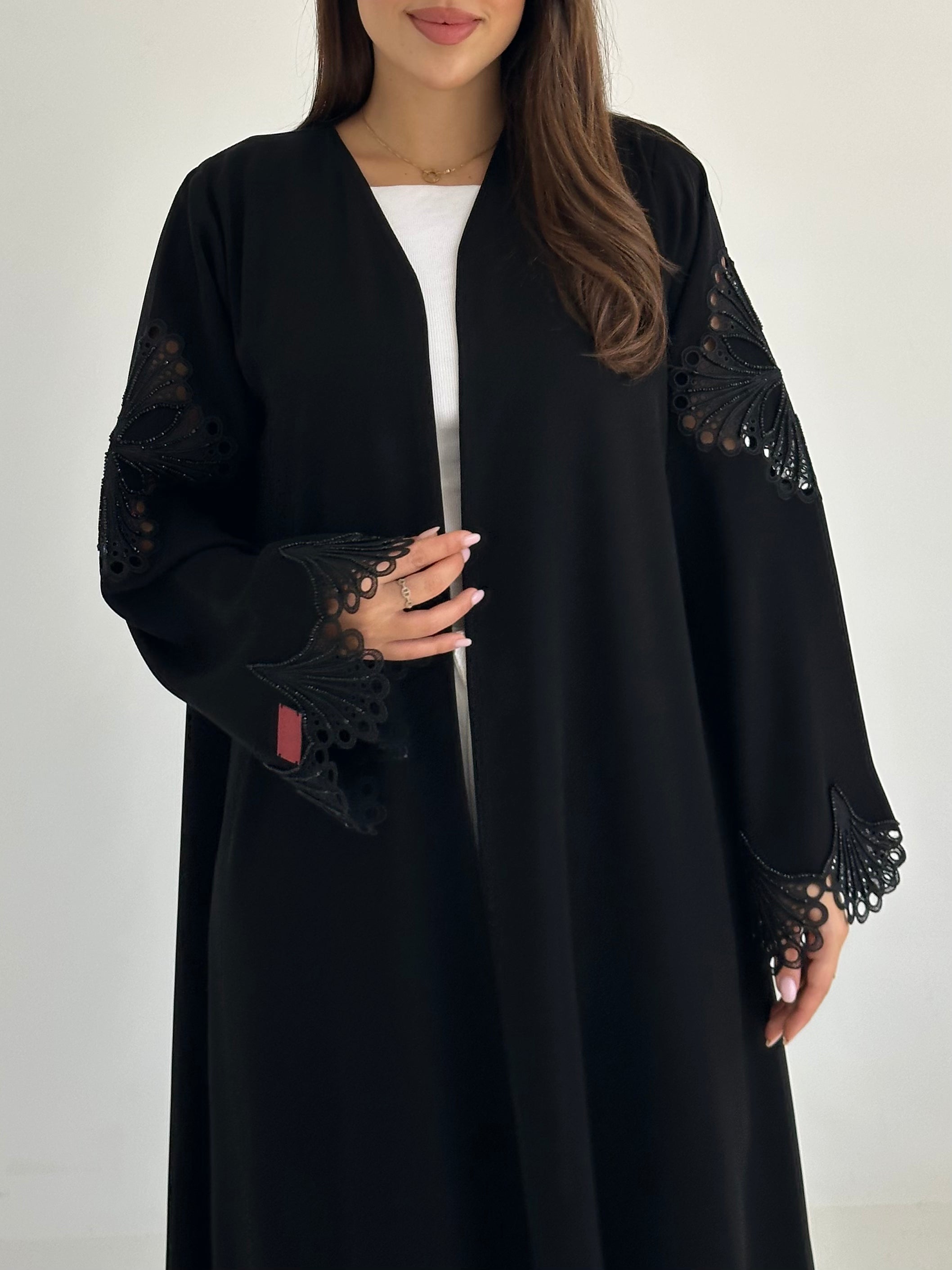 C 2756 Black Crystal Lace Abaya