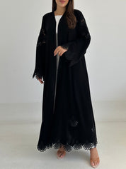 C 2756 Black Crystal Lace Abaya