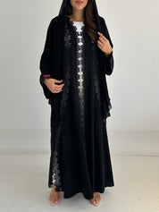 C 2759 Black Crystal Lace Abaya