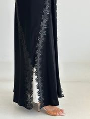 C 2759 Black Crystal Lace Abaya