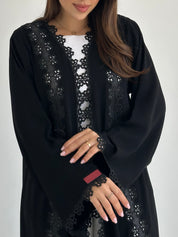C 2759 Black Crystal Lace Abaya