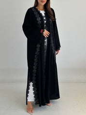C 2759 Black Crystal Lace Abaya