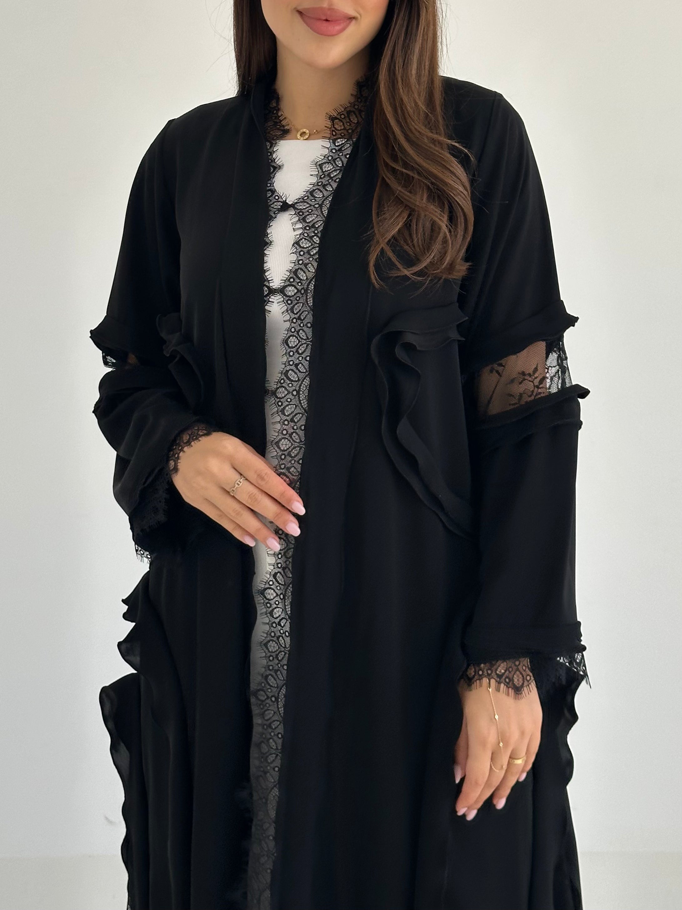 C 2760 Black Dantel Abaya
