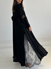 C 2760 Black Dantel Abaya