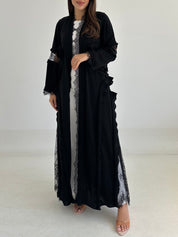 C 2760 Black Dantel Abaya