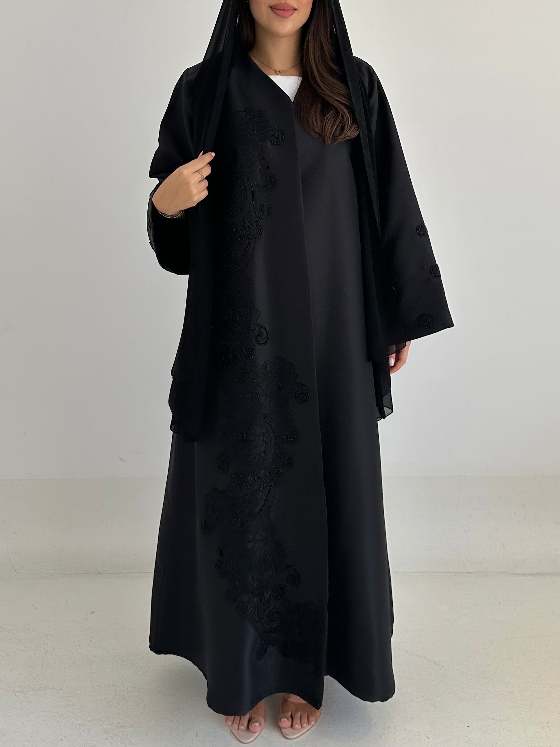 C 2761 Black Beaded Abaya