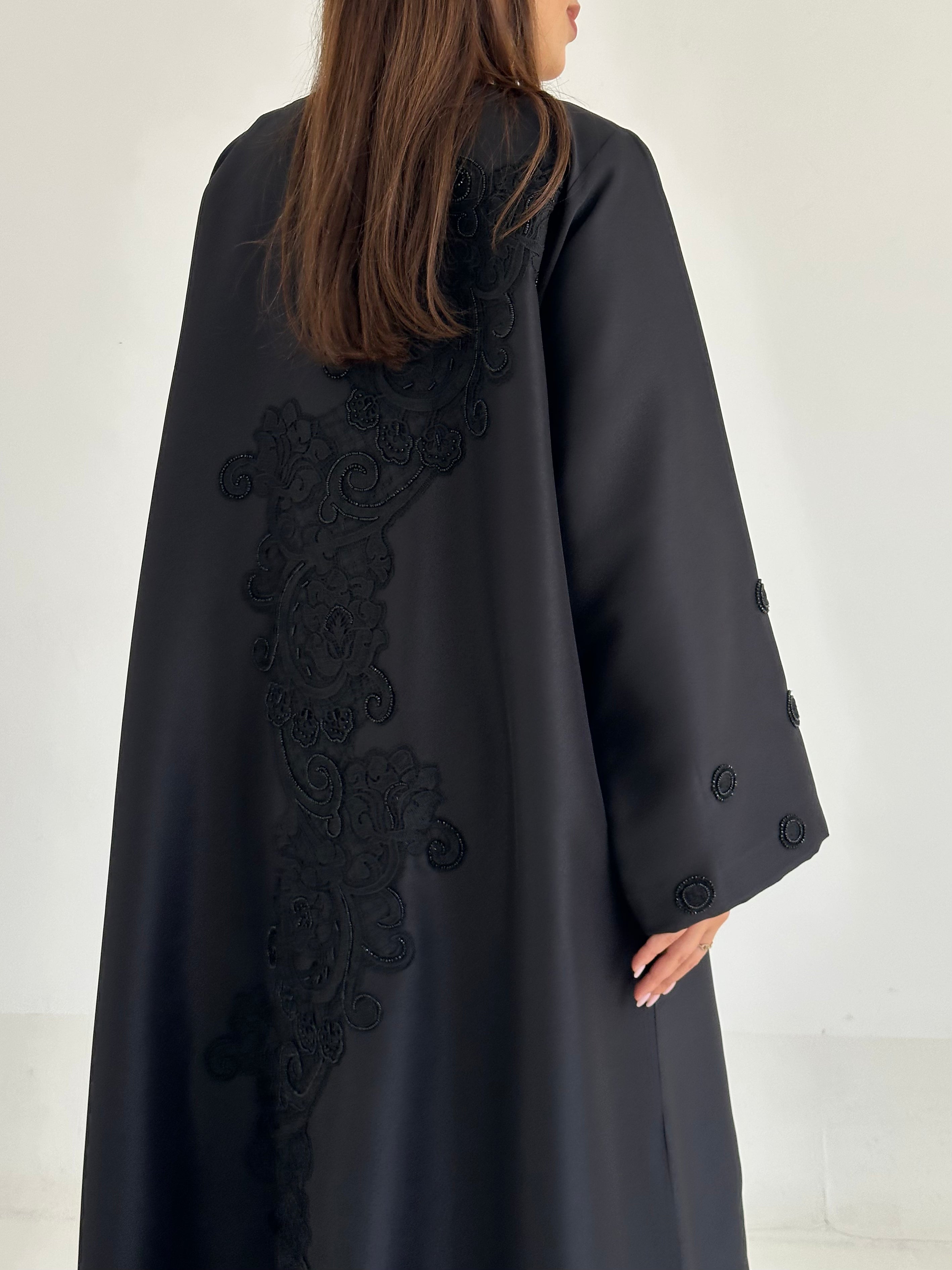 C 2761 Black Beaded Abaya