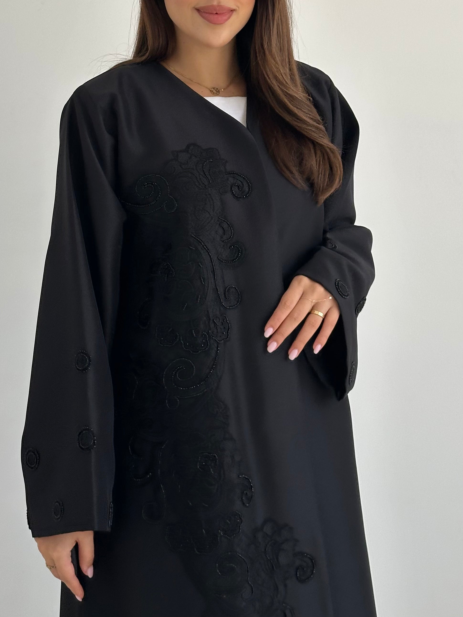 C 2761 Black Beaded Abaya
