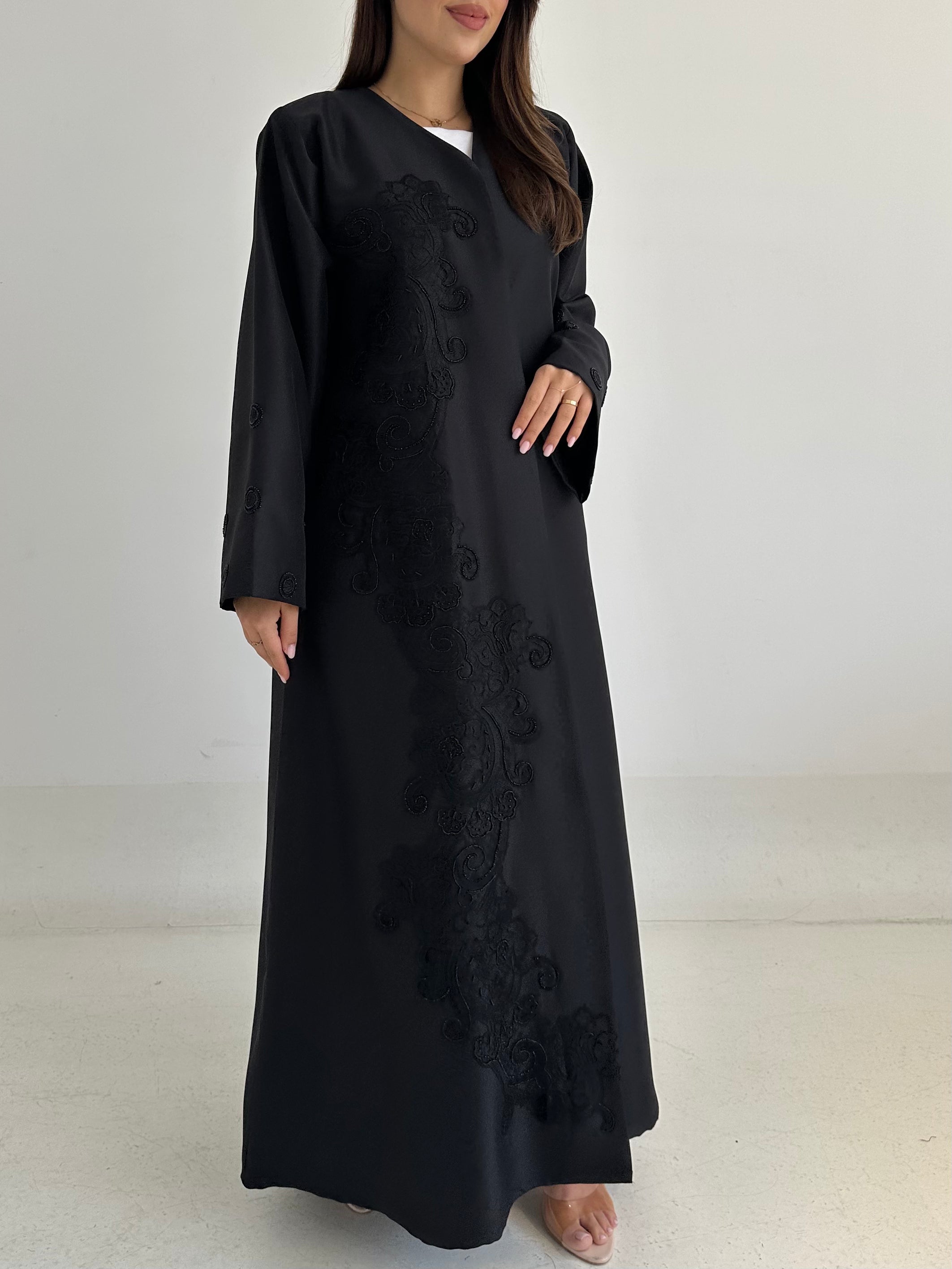 C 2761 Black Beaded Abaya