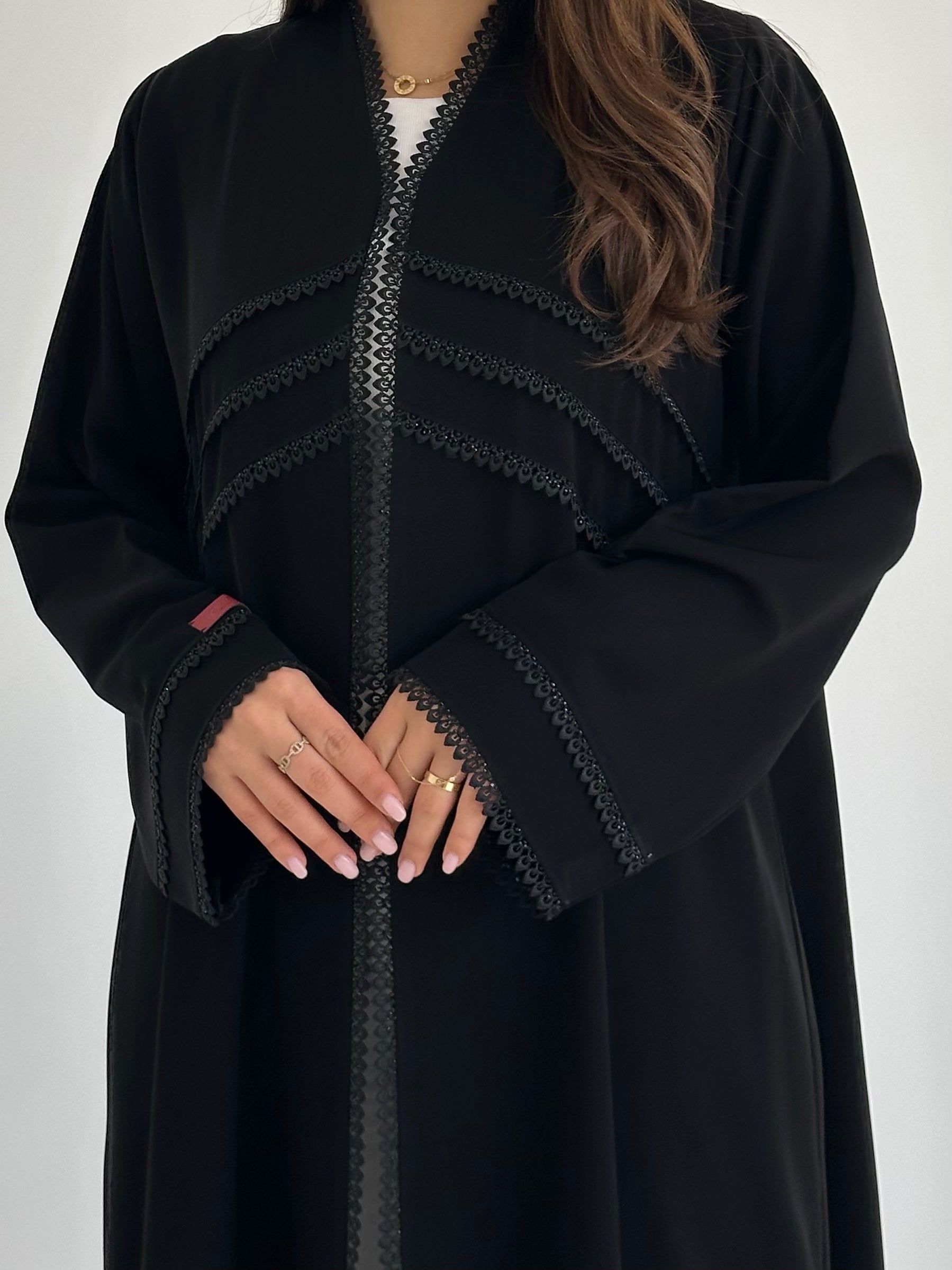 C 2763 Black Crystal Lace Abaya