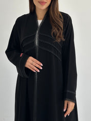 C 2763 Black Crystal Lace Abaya