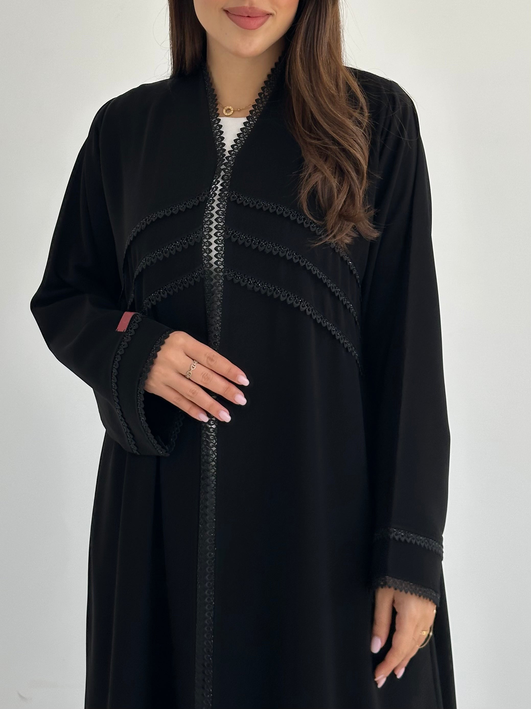 C 2763 Black Crystal Lace Abaya