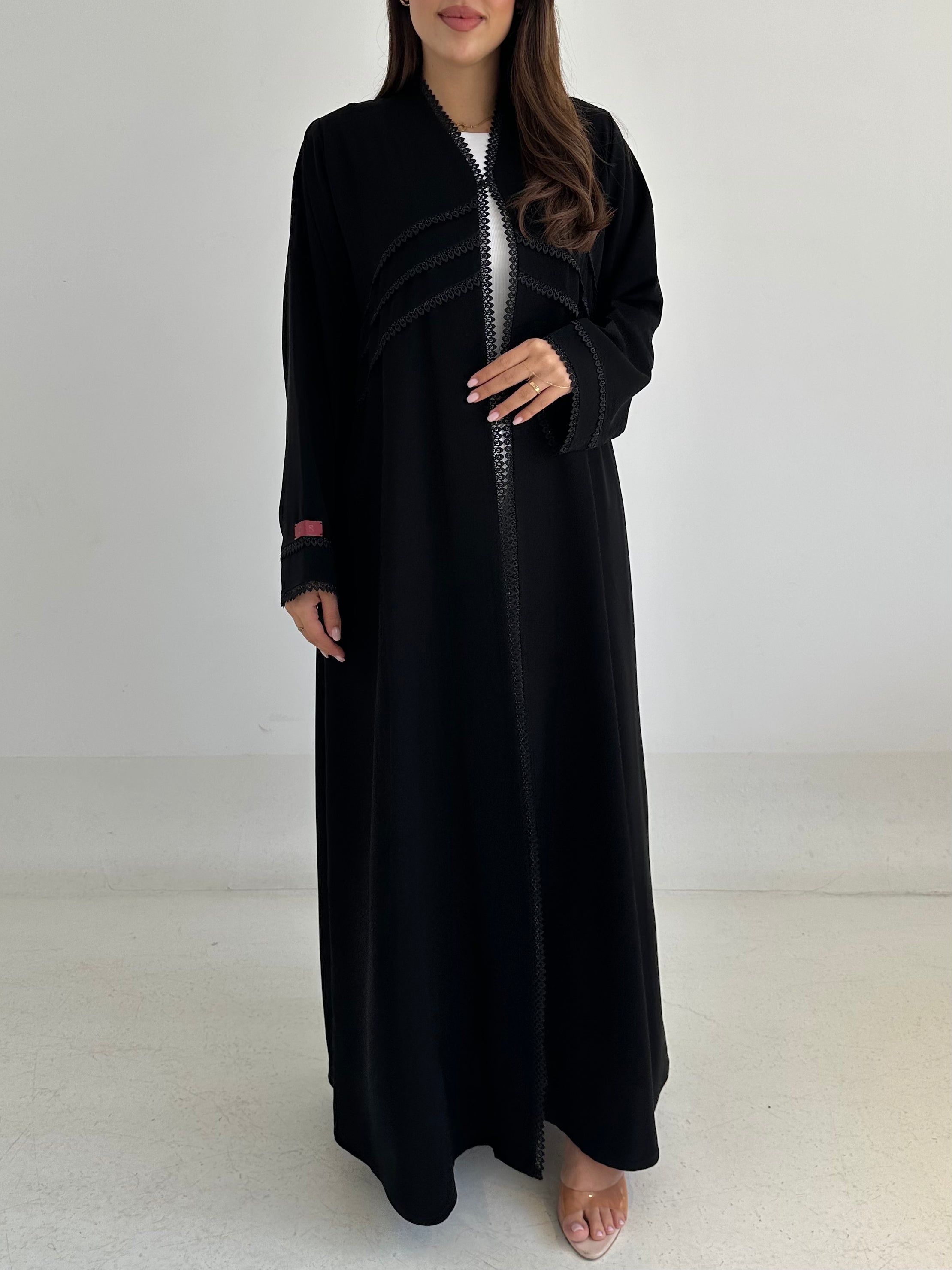 C 2763 Black Crystal Lace Abaya