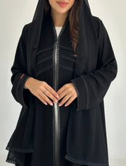C 2763 Black Crystal Lace Abaya