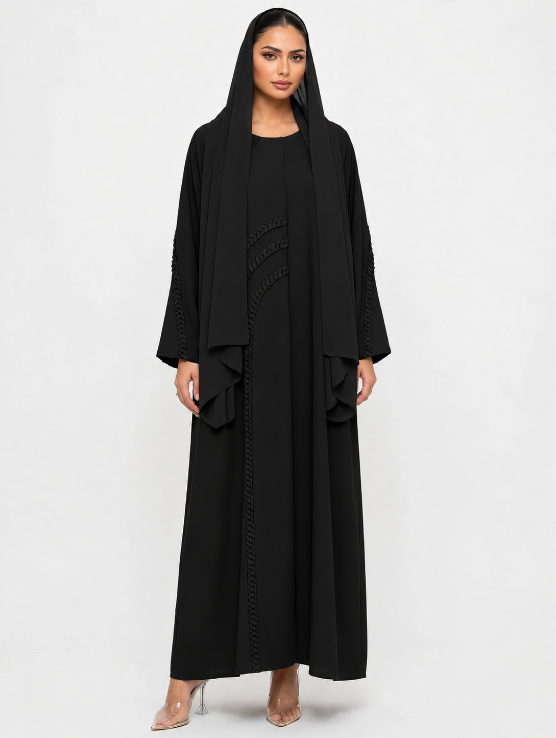 C 2766-02 Black Braid Abaya