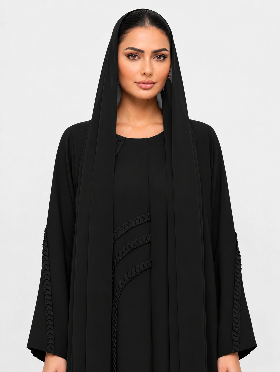 C 2766-02 Black Braid Abaya