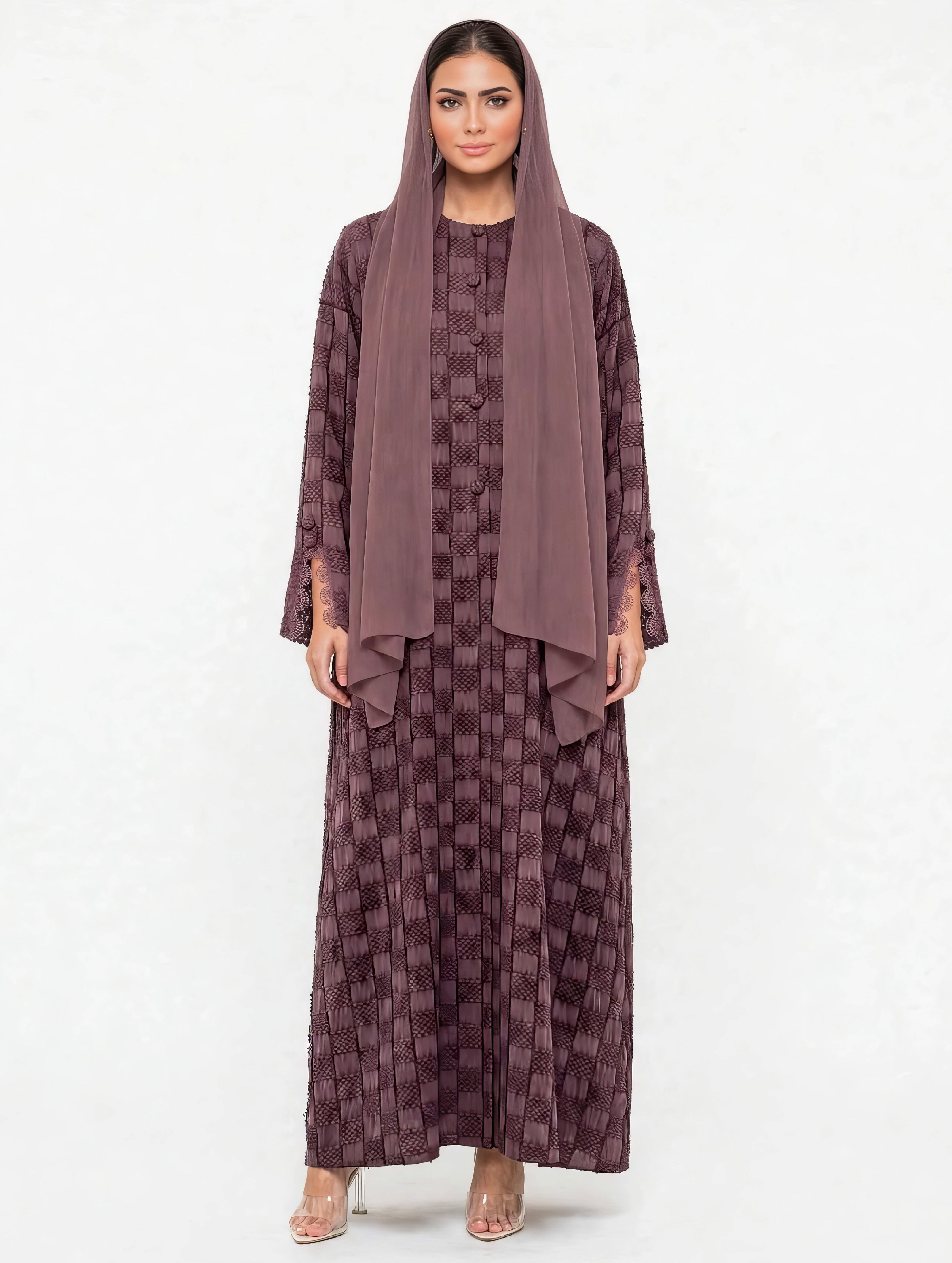 C 2768-02 Premium Purple Mosaic Abaya