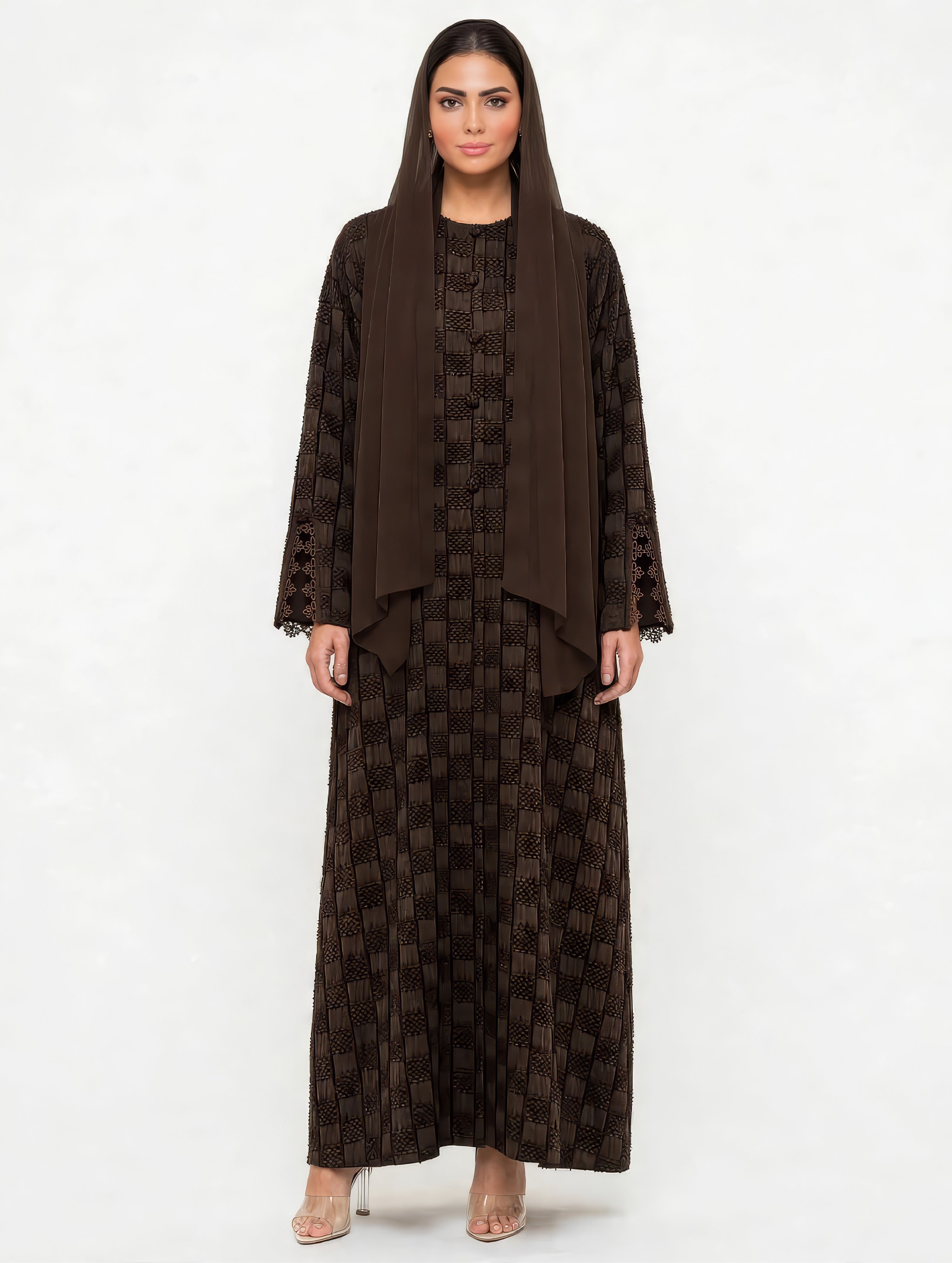 C 2768-03 Premium Brown Mosaic Abaya