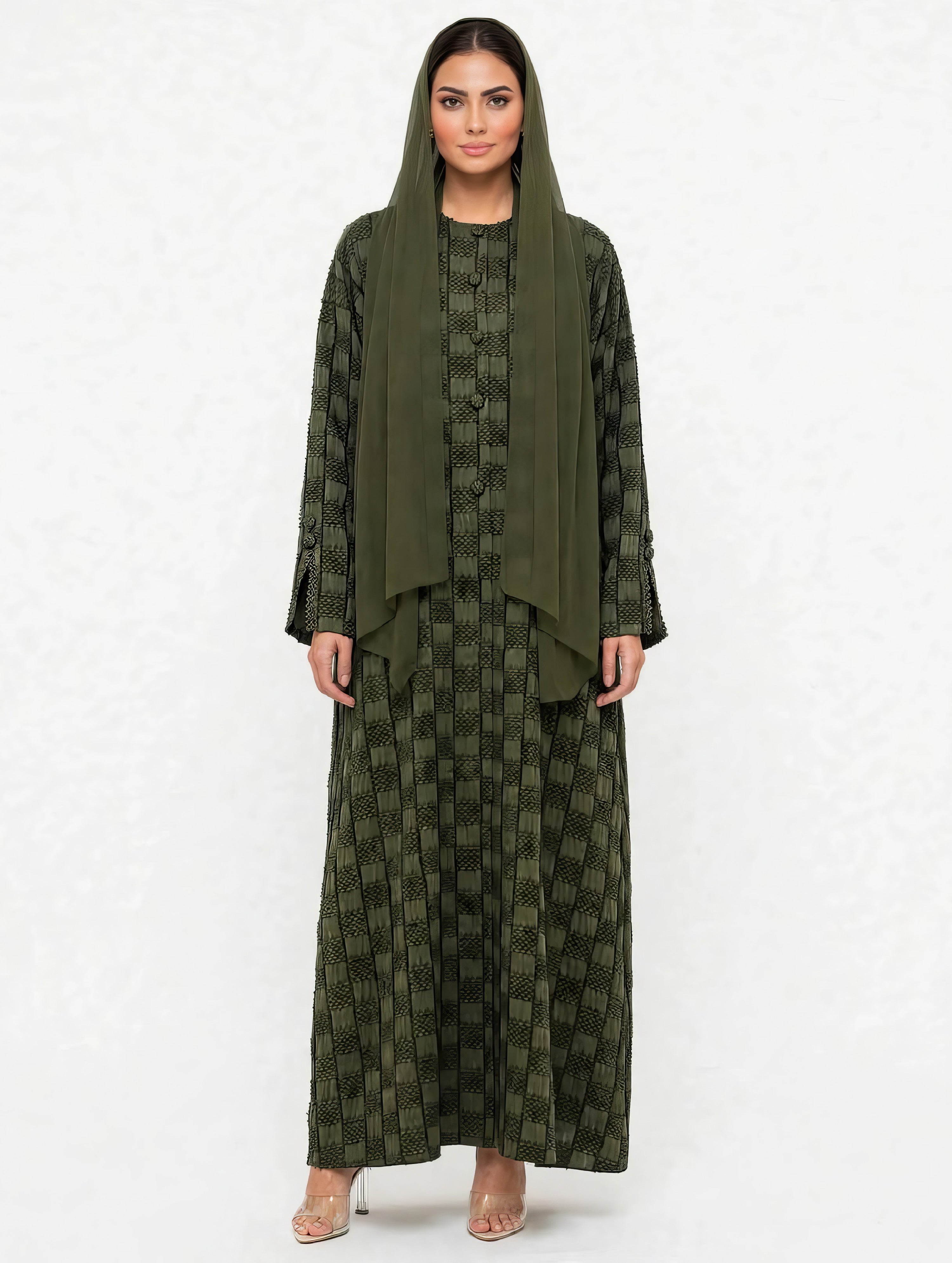 C 2768-04 Premium Olive Mosaic Abaya