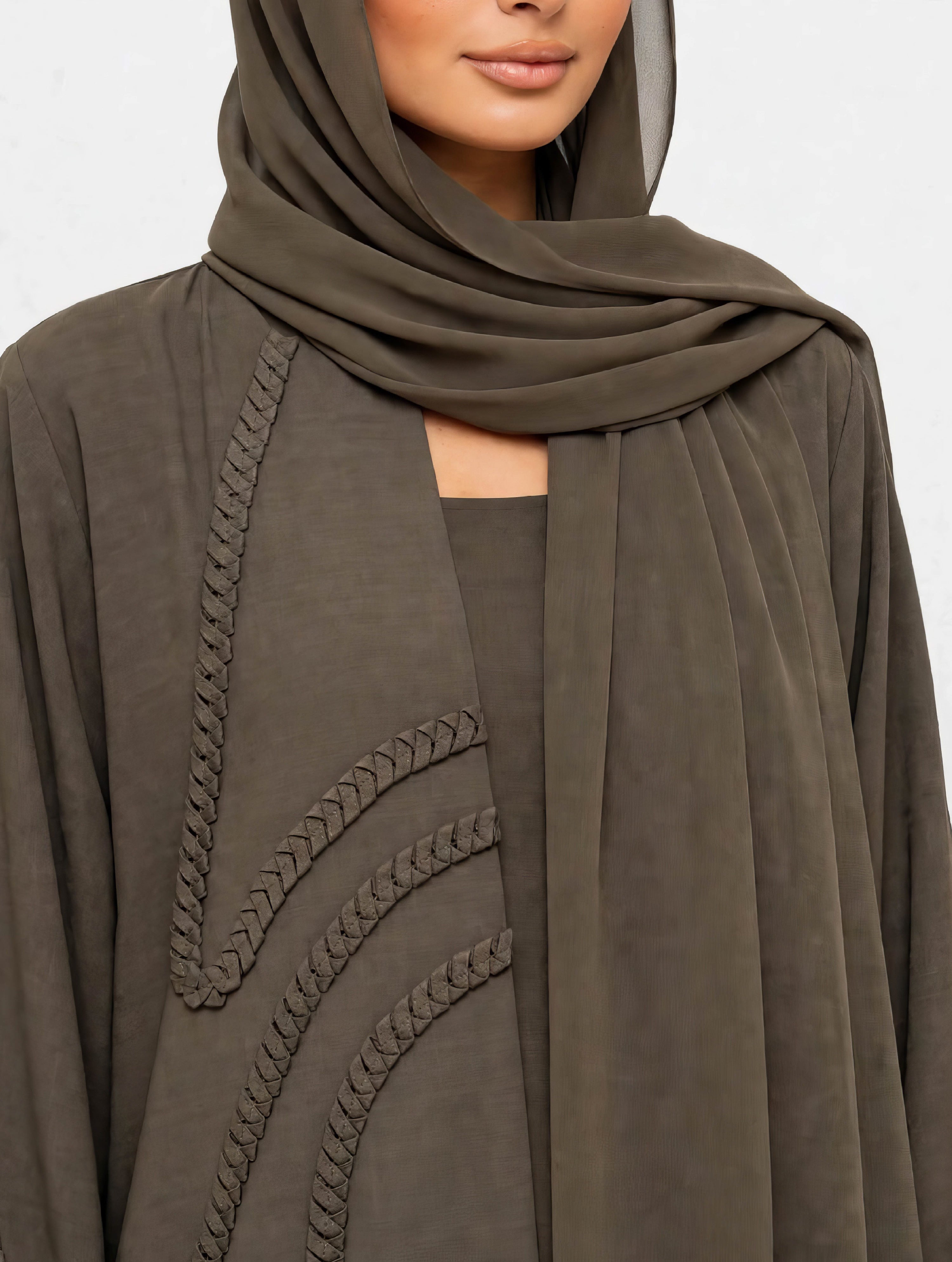 C 2769 Olive Braid Abaya