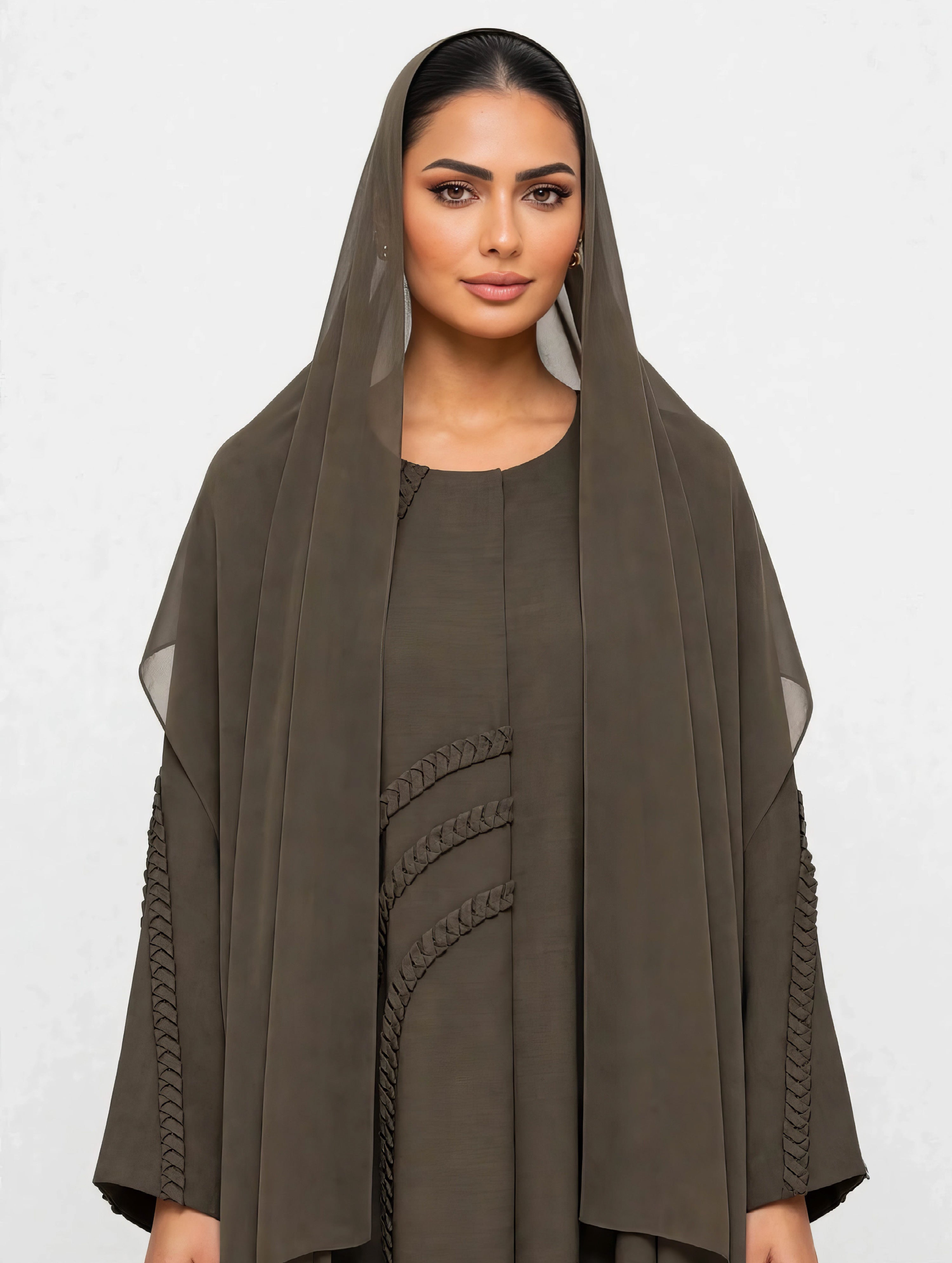 C 2769 Olive Braid Abaya