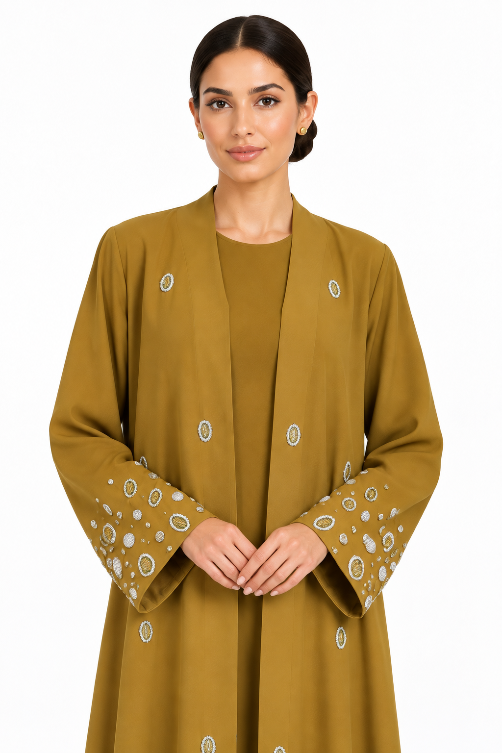 C 2770 Golden Yellow Beaded Abaya