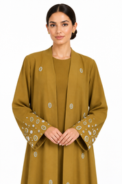 C 2770 Golden Yellow Beaded Abaya