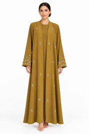 C 2770 Golden Yellow Beaded Abaya