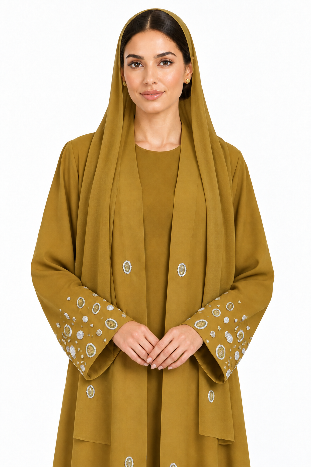 C 2770 Golden Yellow Beaded Abaya