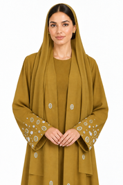 C 2770 Golden Yellow Beaded Abaya
