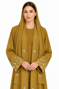 C 2770 Golden Yellow Beaded Abaya - XS / 50