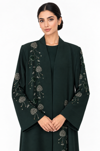C 2771 Dark Green Beaded Abaya - XS / 50