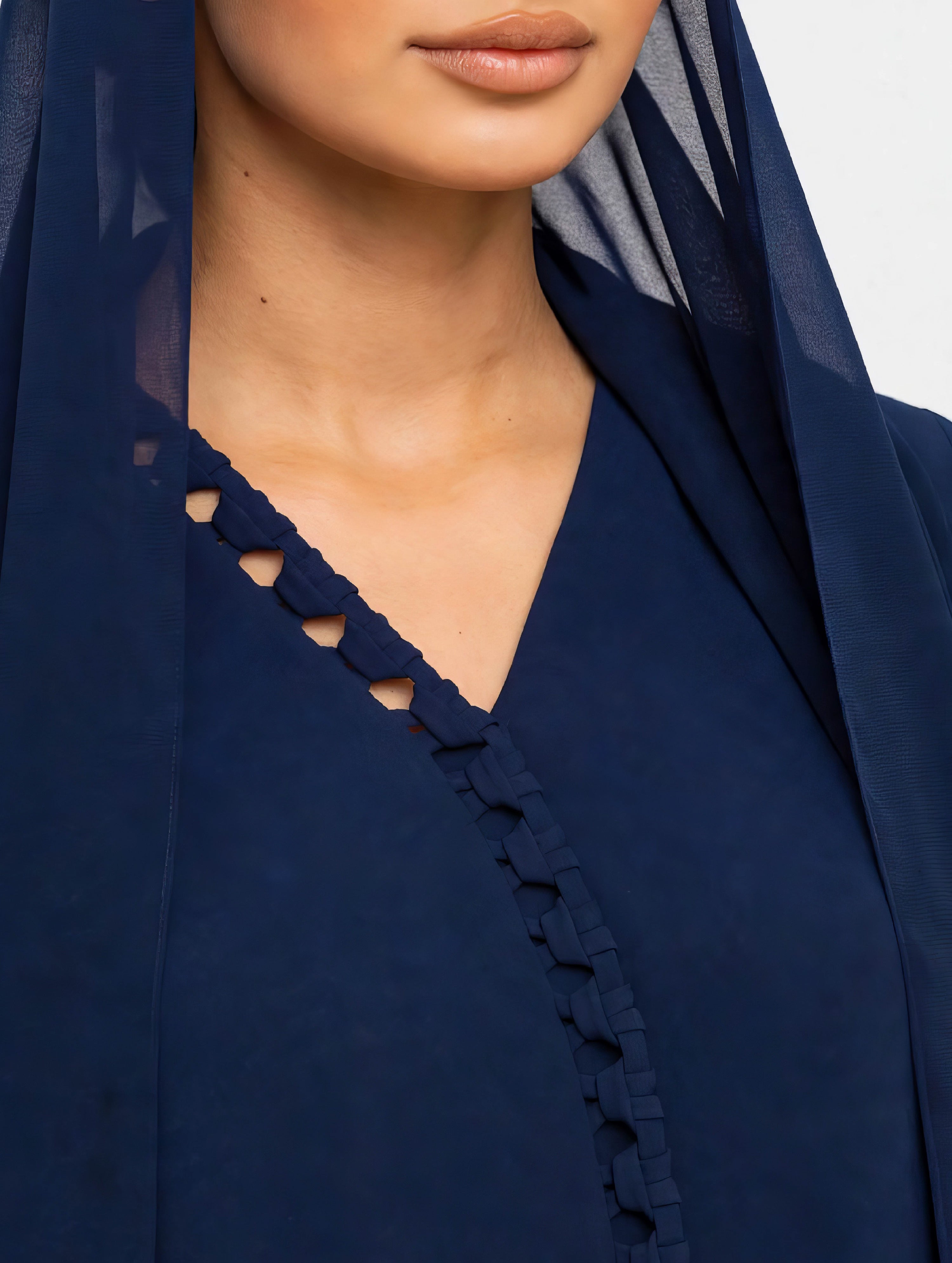 C 2772 Navy Braid Abaya