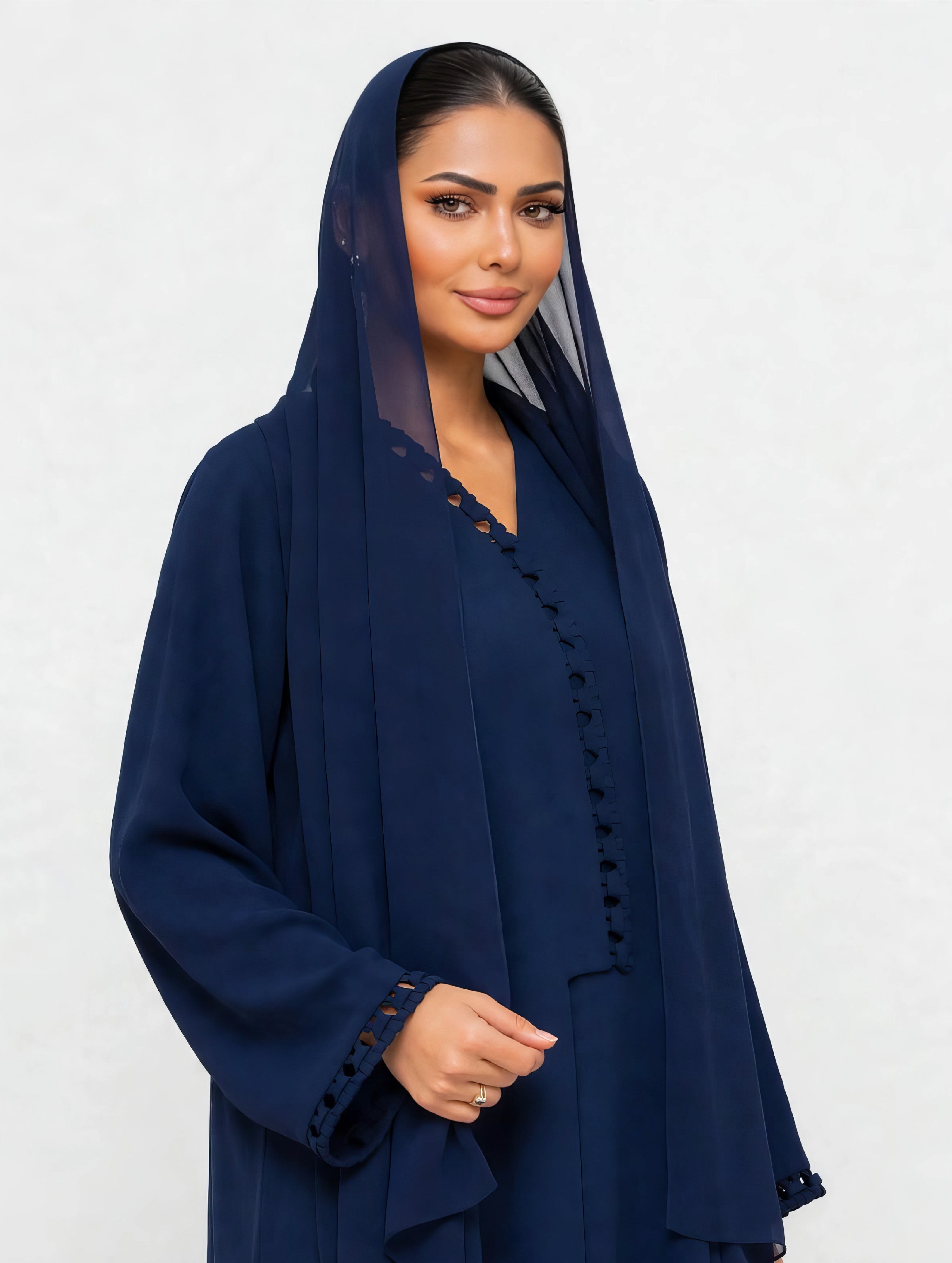 C 2772 Navy Braid Abaya